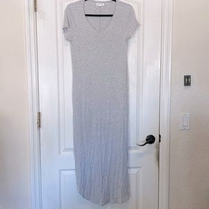KikoNana Pocket T-Shirt Maxi Dress Soft Stretch V-Neck Heather Gray Size Medium